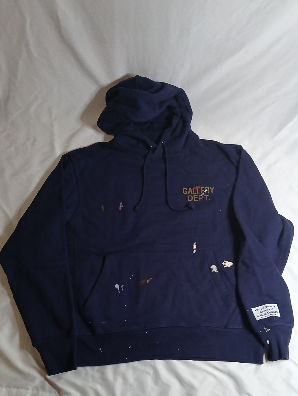 Gallery Dept Men’s Navy Blue Paint-Splatter Hoodie - Picture 1 of 5